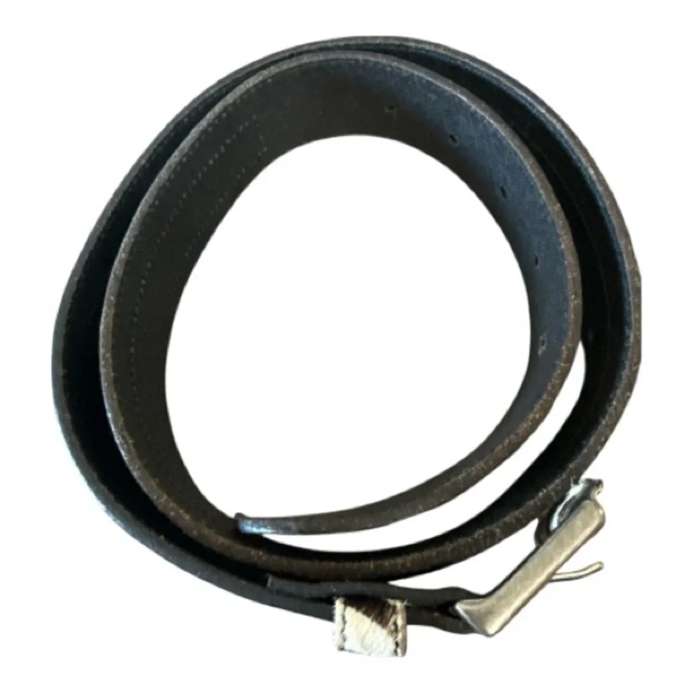 Linea Pelle Handmade Zebra Pony Hair Statement Belt Leather Western 38” Small